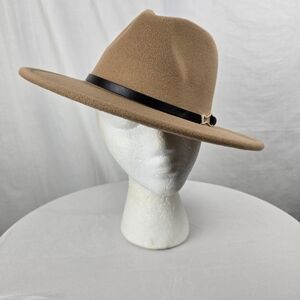 NWT Time And Tru Elegant Tan Fedora Hat With Faux Leather Strap Sz OSFA